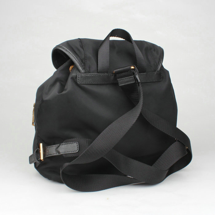 2014 Prada microfiber nylon drawstring backpack bag BZ0030 black